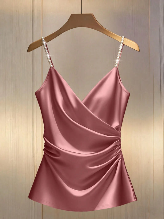 6088 Camisole With Studded Criss-Cross Neckline