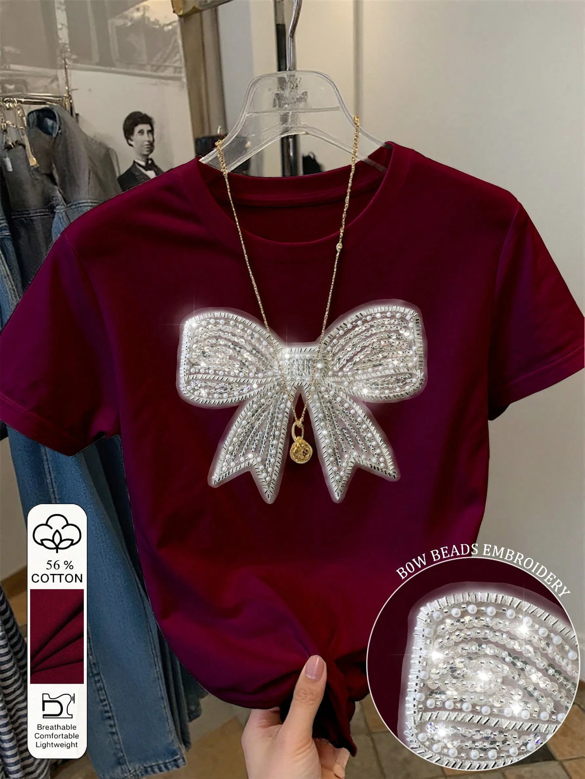 6294 Sequin Embroidery Tshirt