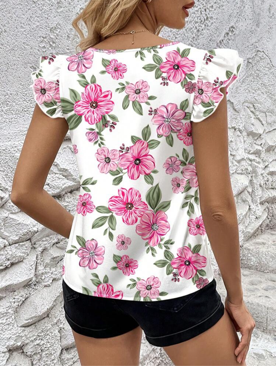 #1956 Floral V-Neck Women Blouse