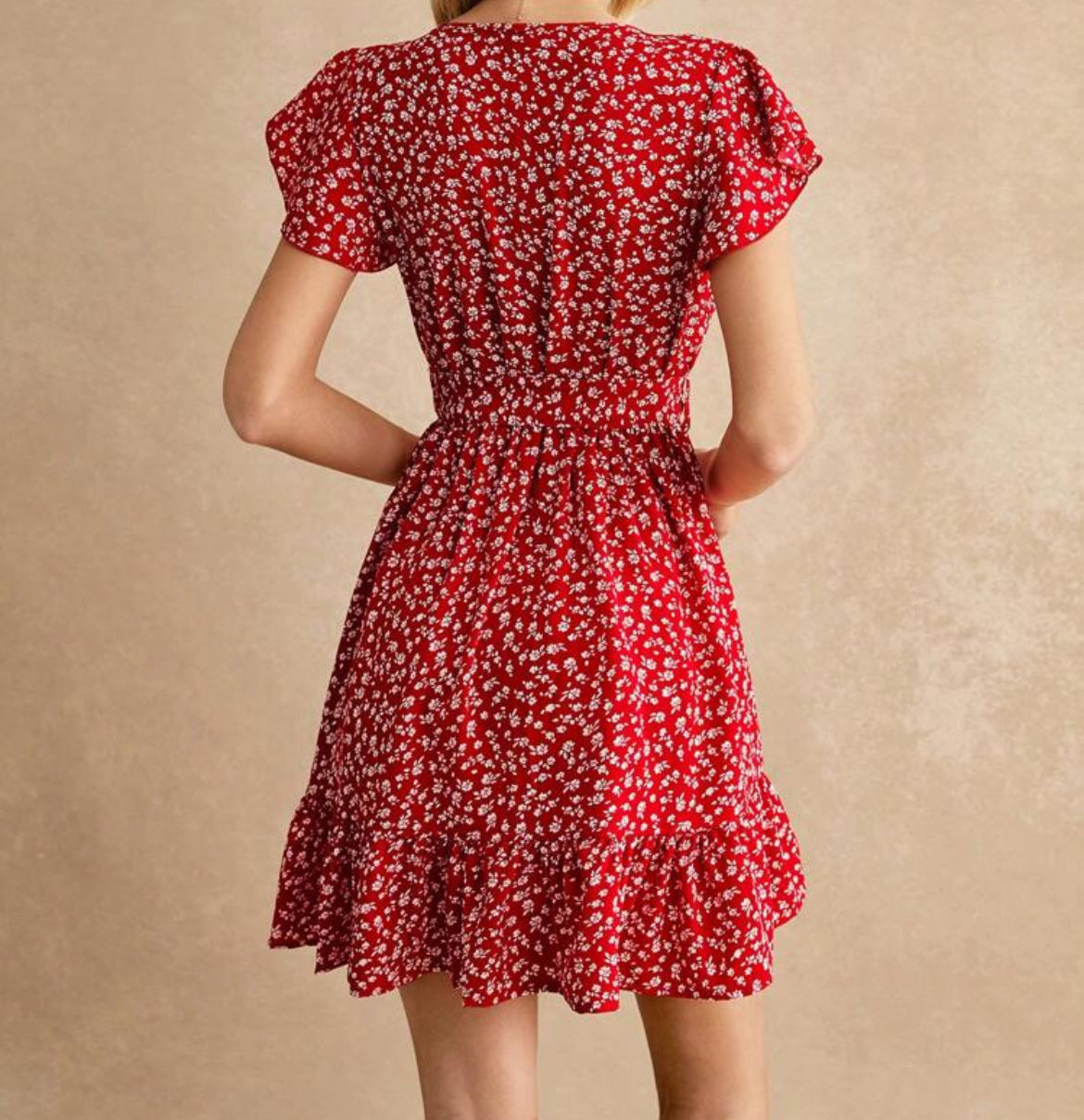 #8541 Floral Print Belted Dress