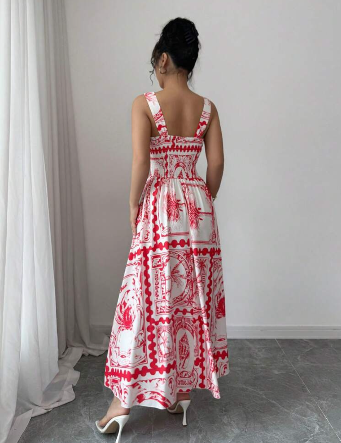 #3144 Elegant Floral Print Sleeveless Maxi Dress