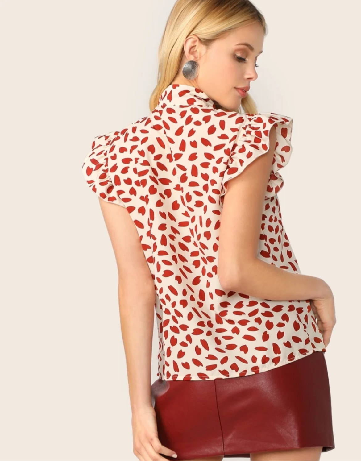 #7507 Petal Print Bow Top