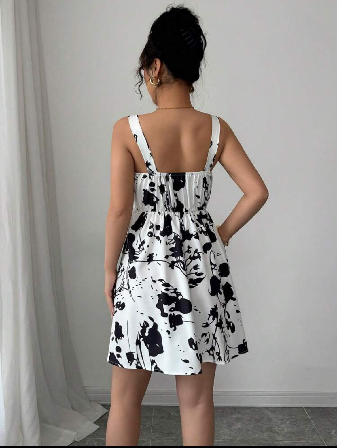#7198 Elegant Floral Print Mini Dress