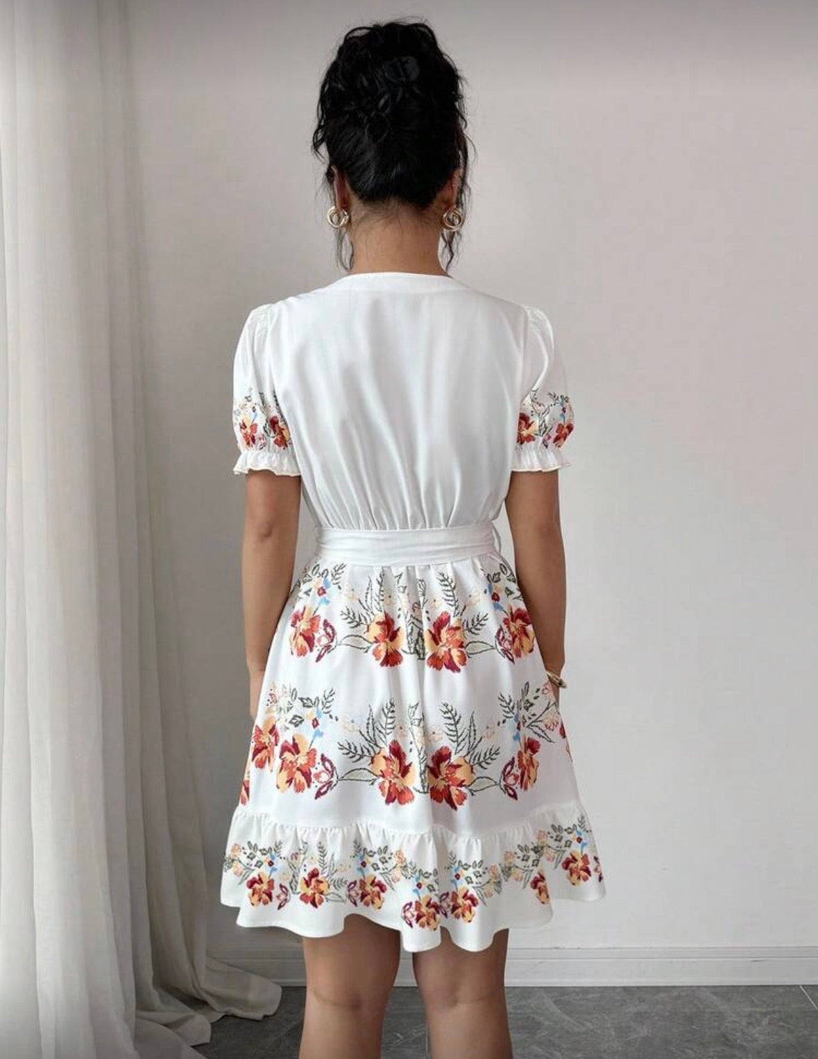 0827 Floral Belted Dress