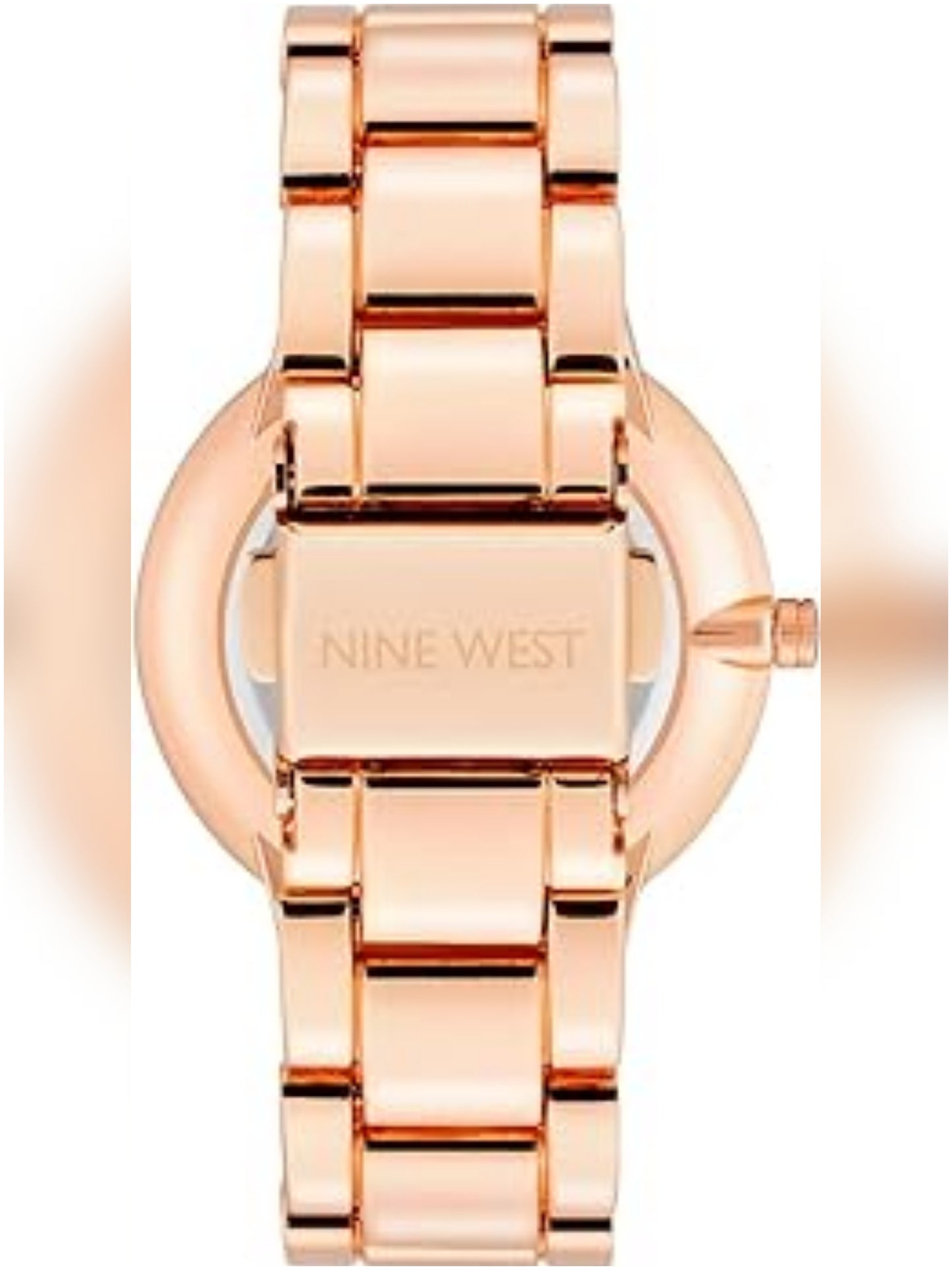 NW /2098PKRG Nine West Floral Dial Bracelet Watch - Rose Gold Tone