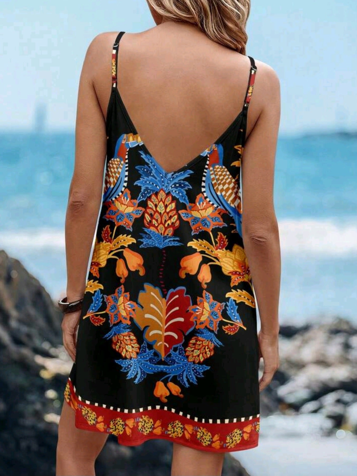 1032 Tropical Print Cami Dress