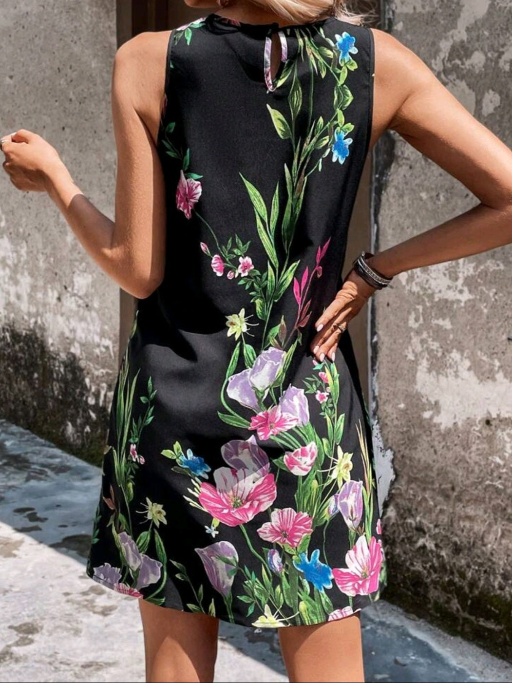 6178 Floral Print Tank Dress