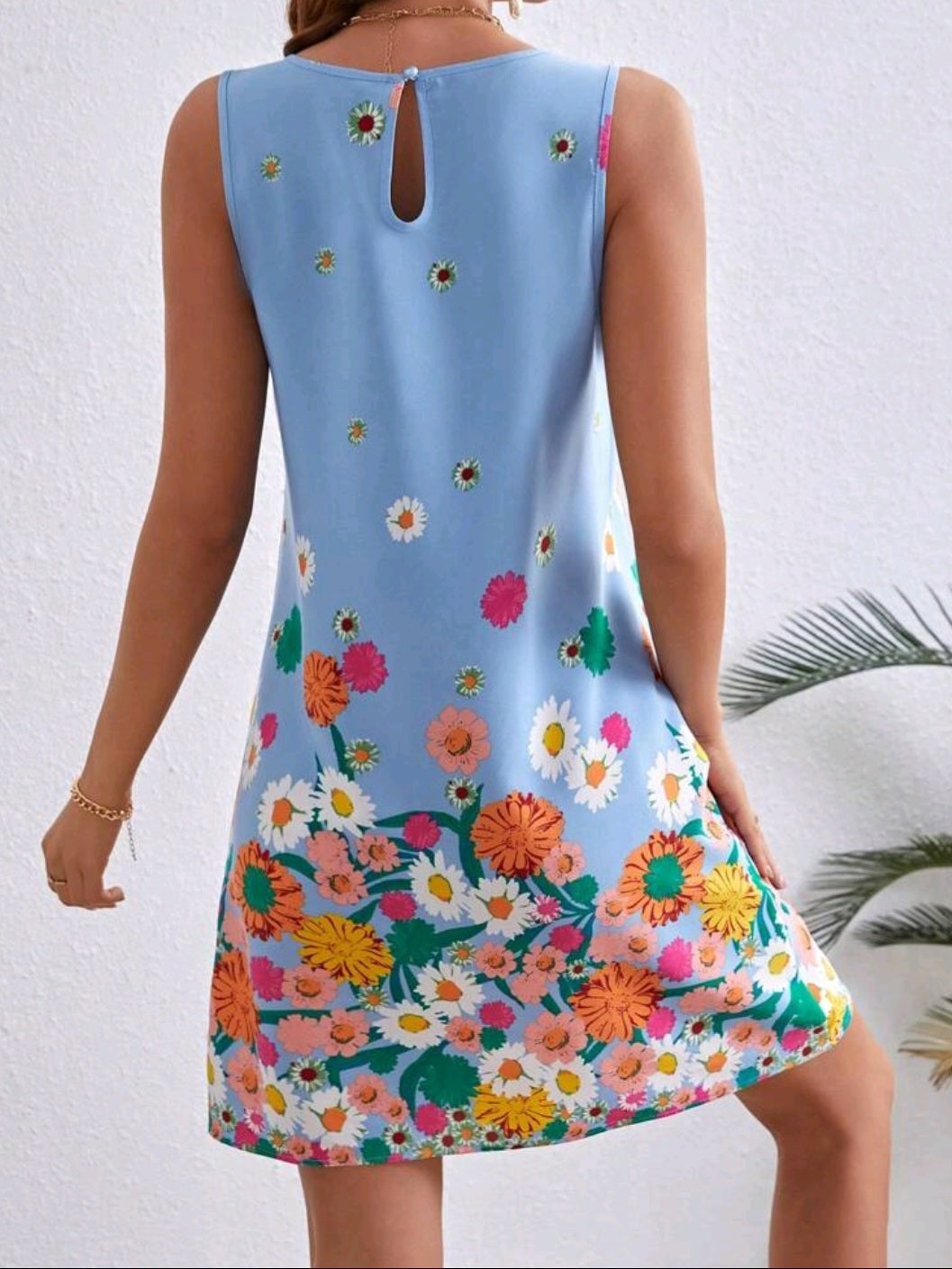 #2600 Floral Print Sleeveless Dress