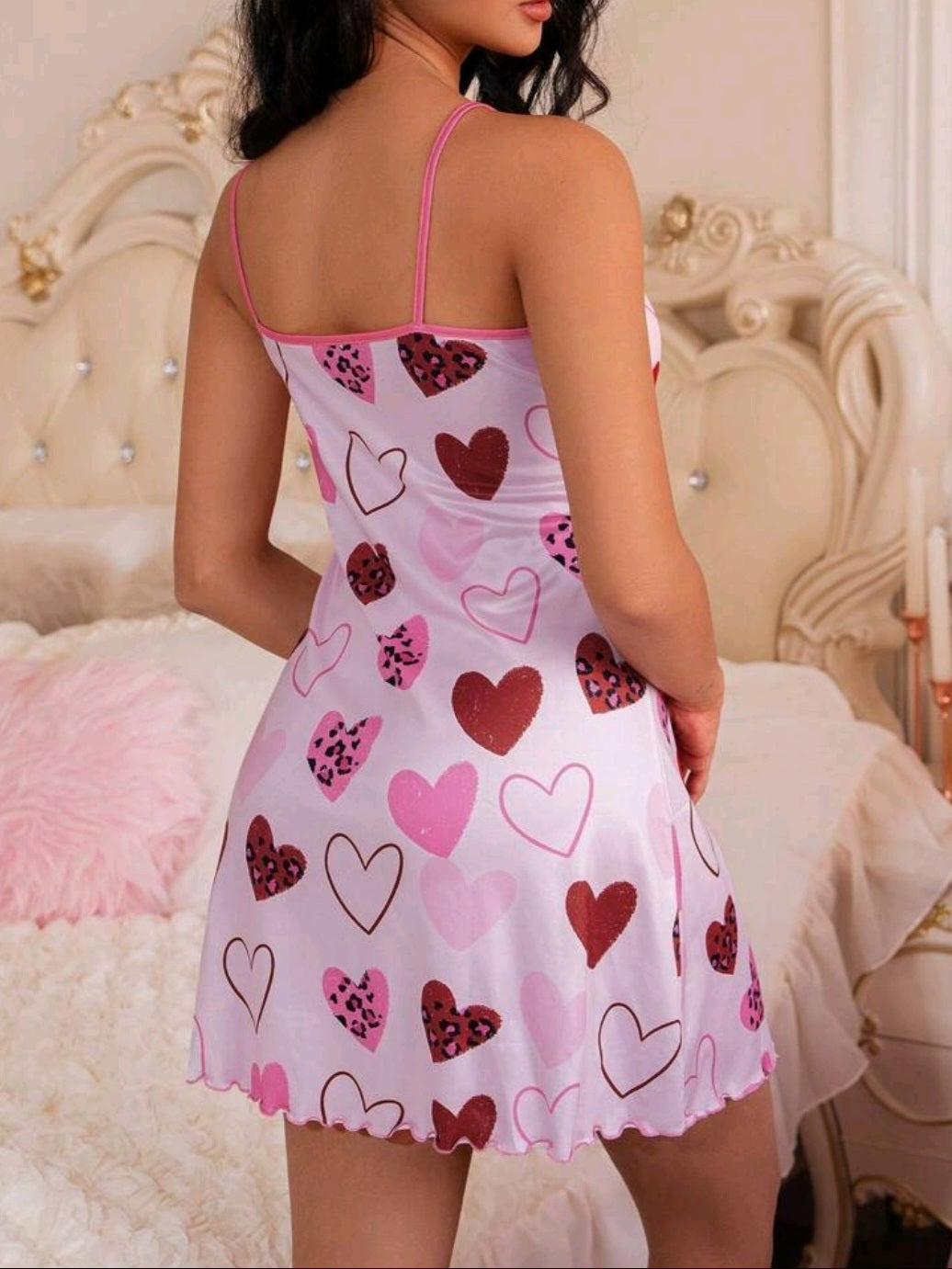 #3183 Heart Print Camisole Nightgown