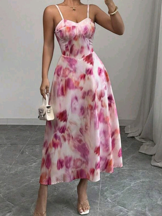 #7775 Tie-Dye Allover Print Sleeveless Dress