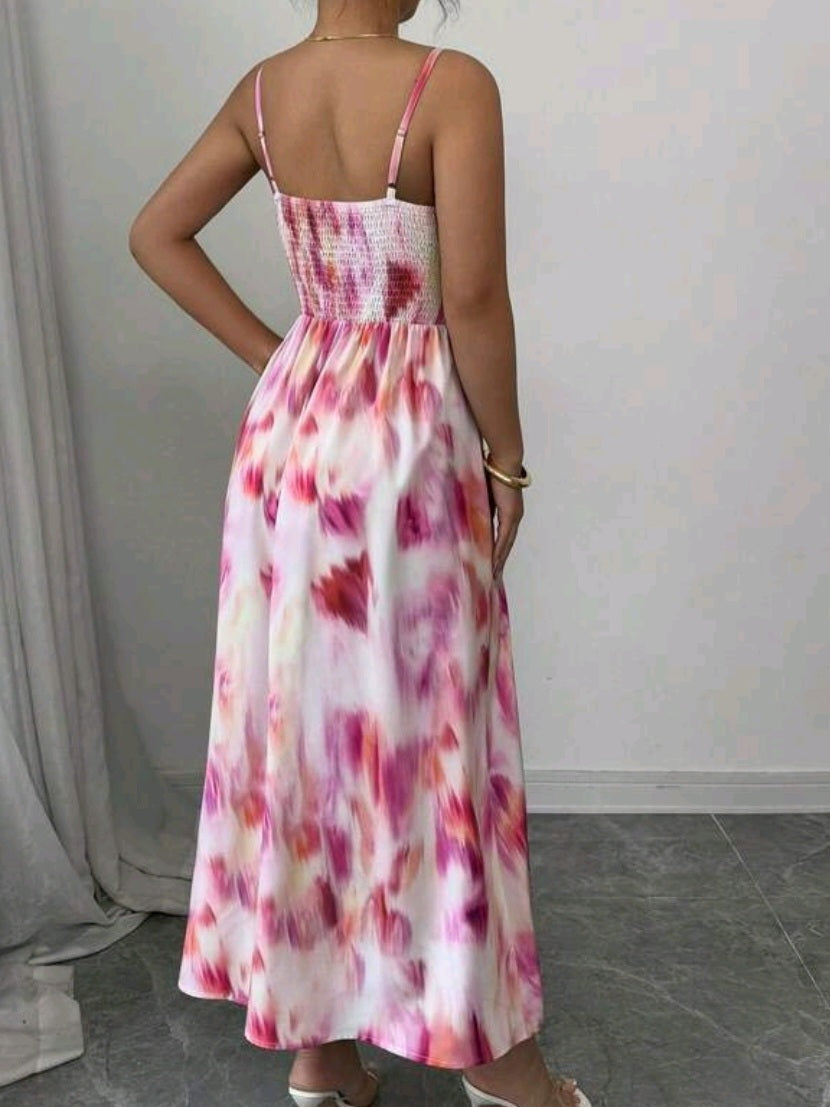 #7775 Tie-Dye Allover Print Sleeveless Dress