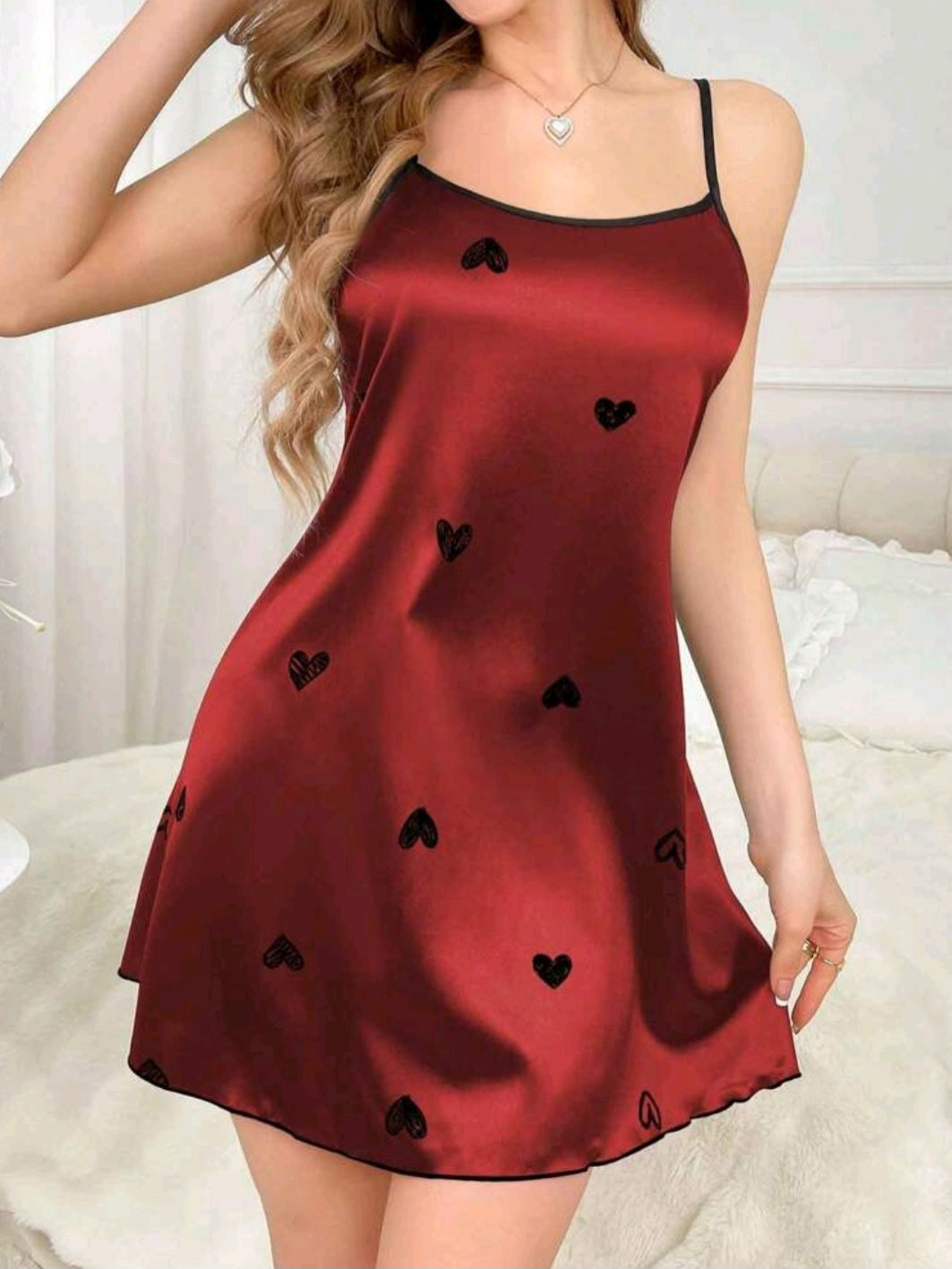 #4011 Heart Print Camisole Nightdress