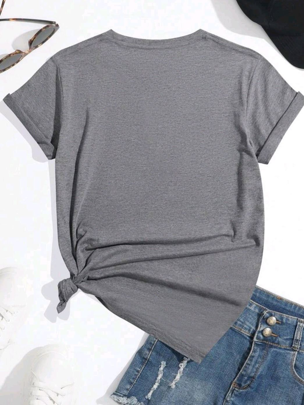 #3644 Leopard Heart And Letter Print T-Shirt