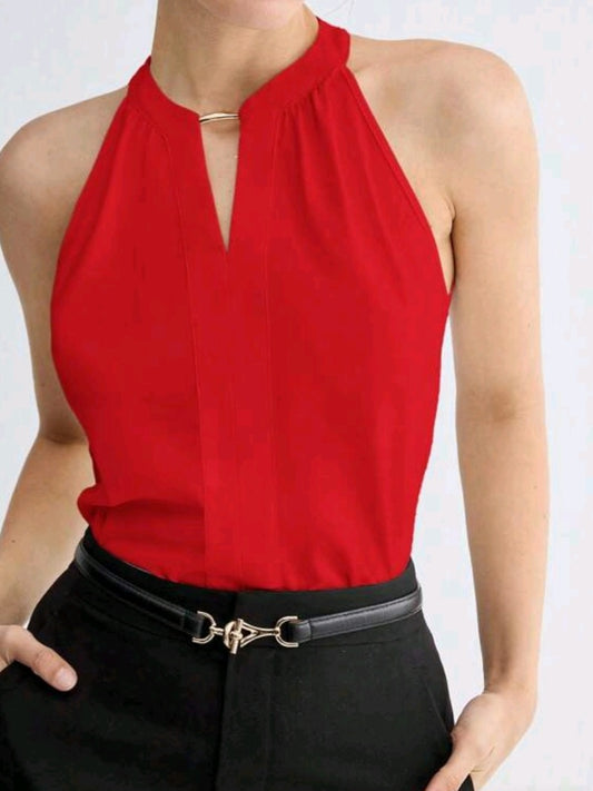 #2619 Keyhole Neck Elegant Halter Neck Camisole