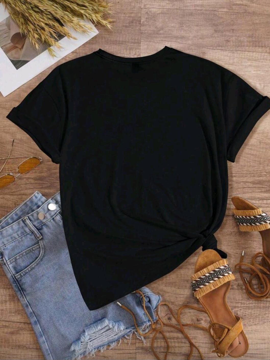 #0096 Gold Moon Pattern Printed Short Sleeve T-Shirt