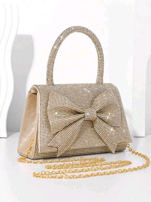 #3983 Glitter Top Handle Purse W/Chain