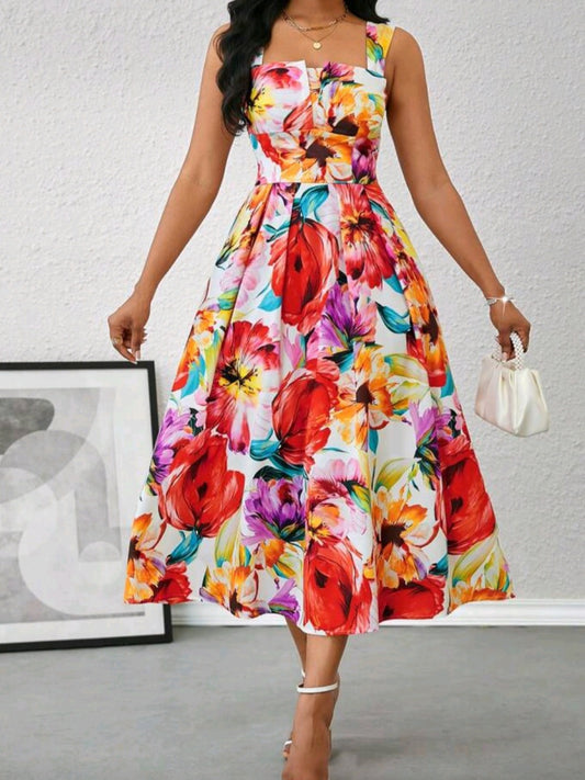#3137 Sleeveless Midi Dress Elegant Dress