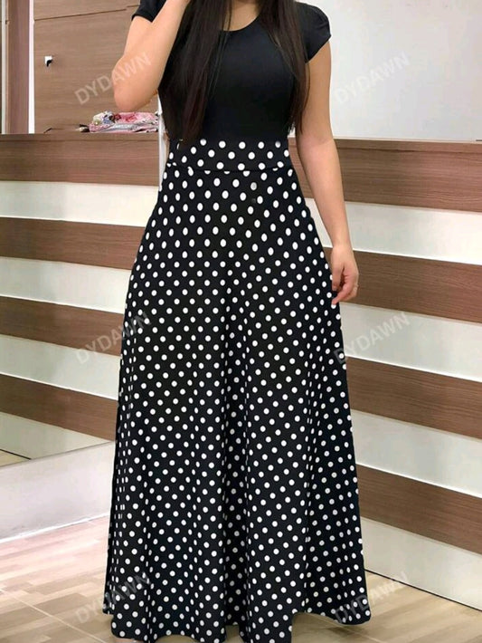 #9359 Polka Dot Print A-line Dress