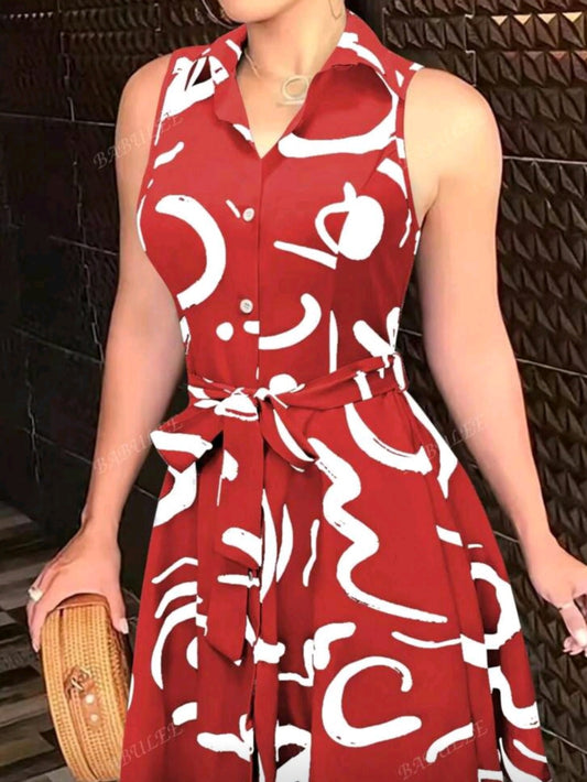 #1996 Front Button Sleeveless Dress
