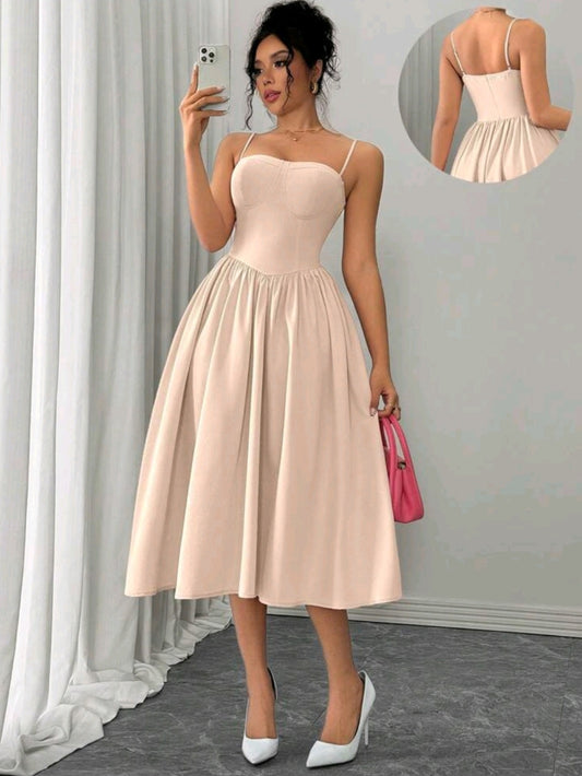#1159 (7645) Ruffle Hem Spaghetti Strap Dress