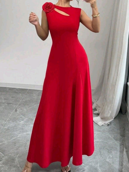 #3590 Sleeveless Sculptural Elegant Dress