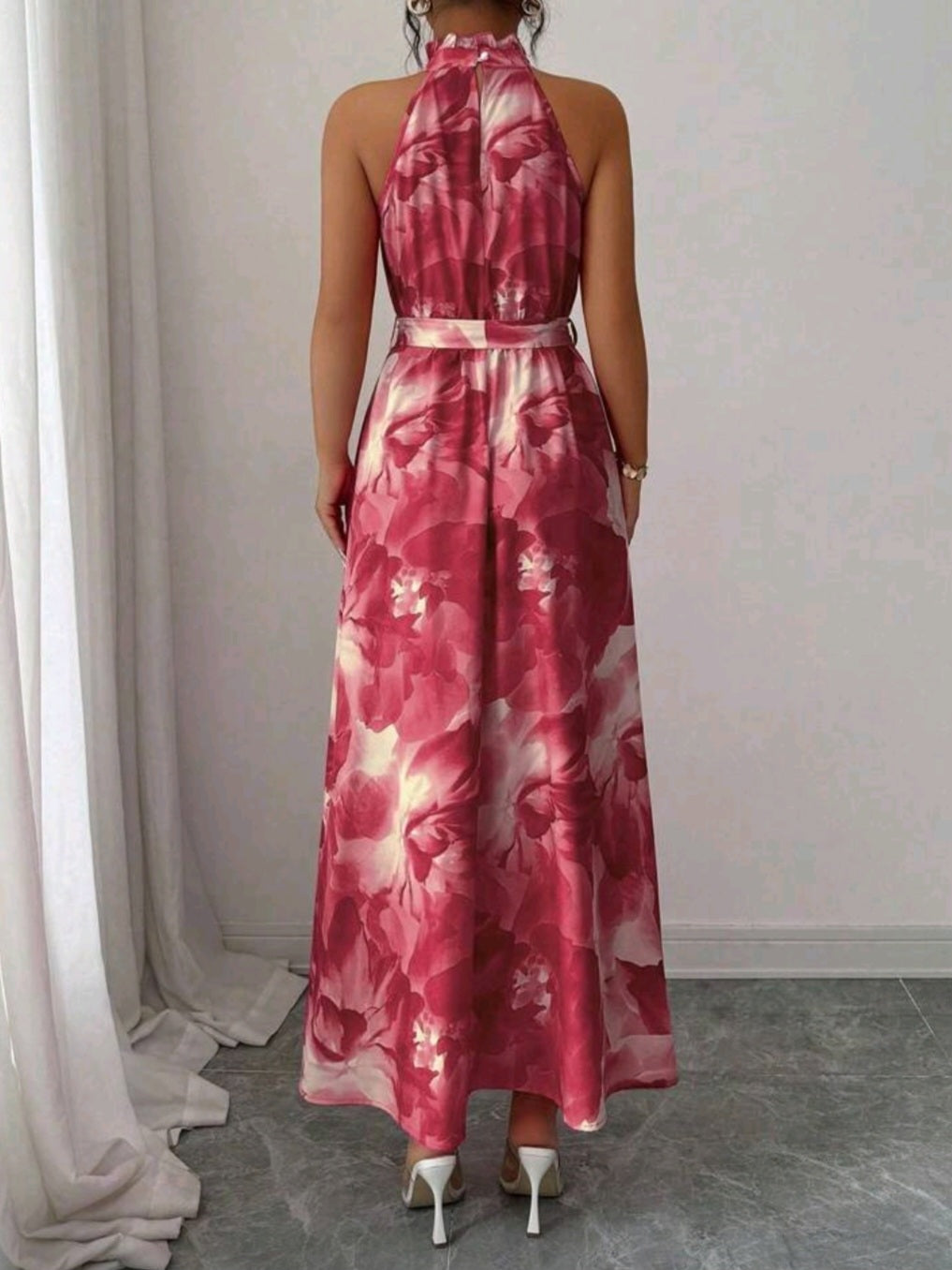#7777 Elegant Floral Sleeveless Dress