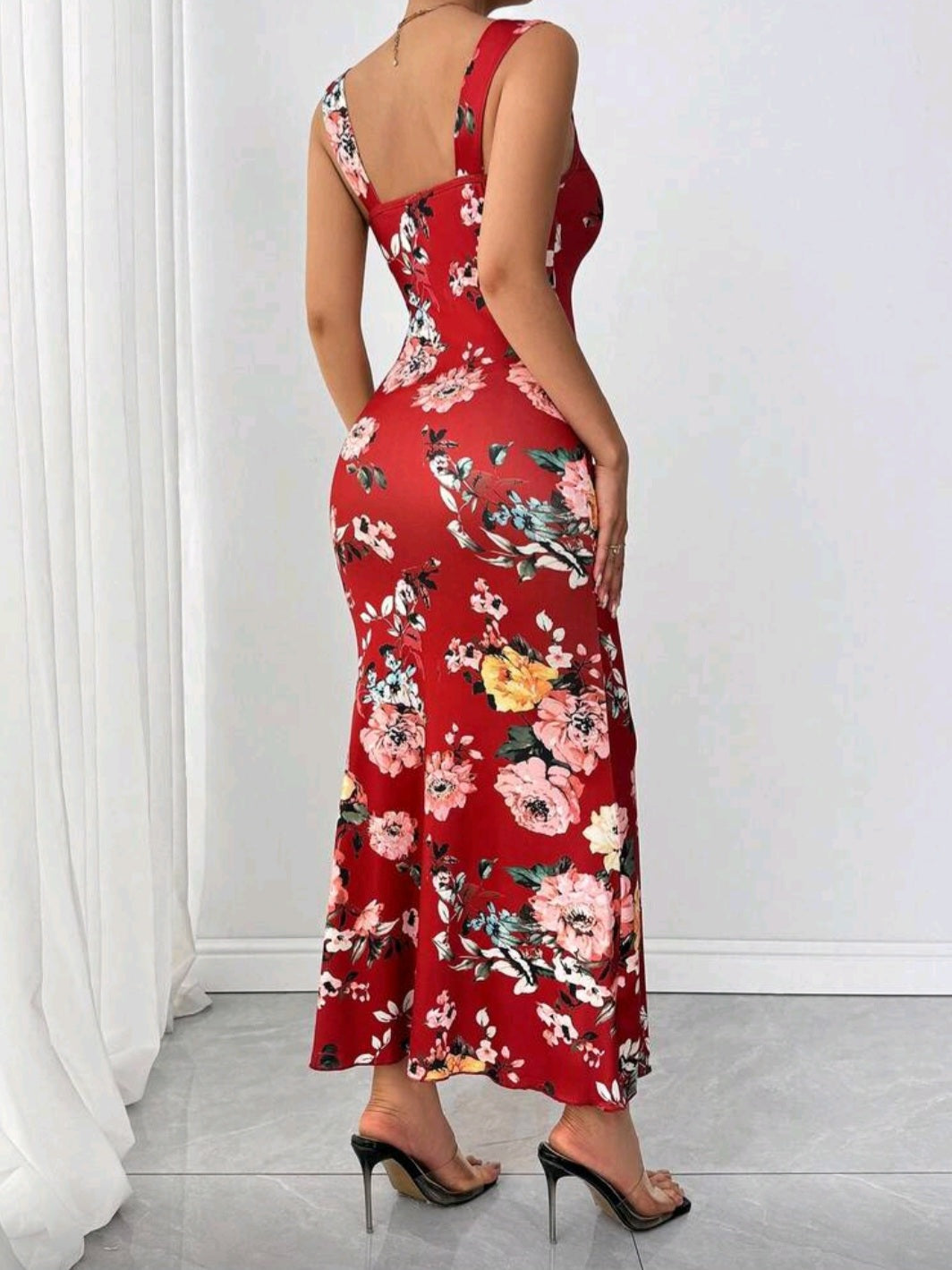 #0790 Floral Print Sleeveless Dress