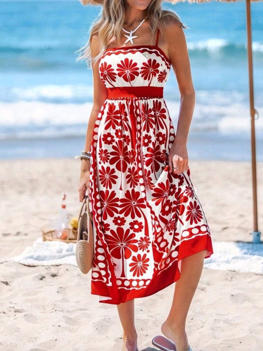 #4963 Floral Print A-Line Dress