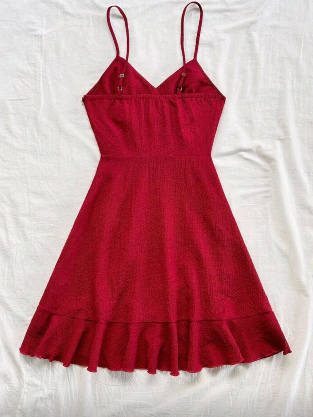 #2966 Ruffle Trim Wrap Knot Side A-Line Cami Dress
