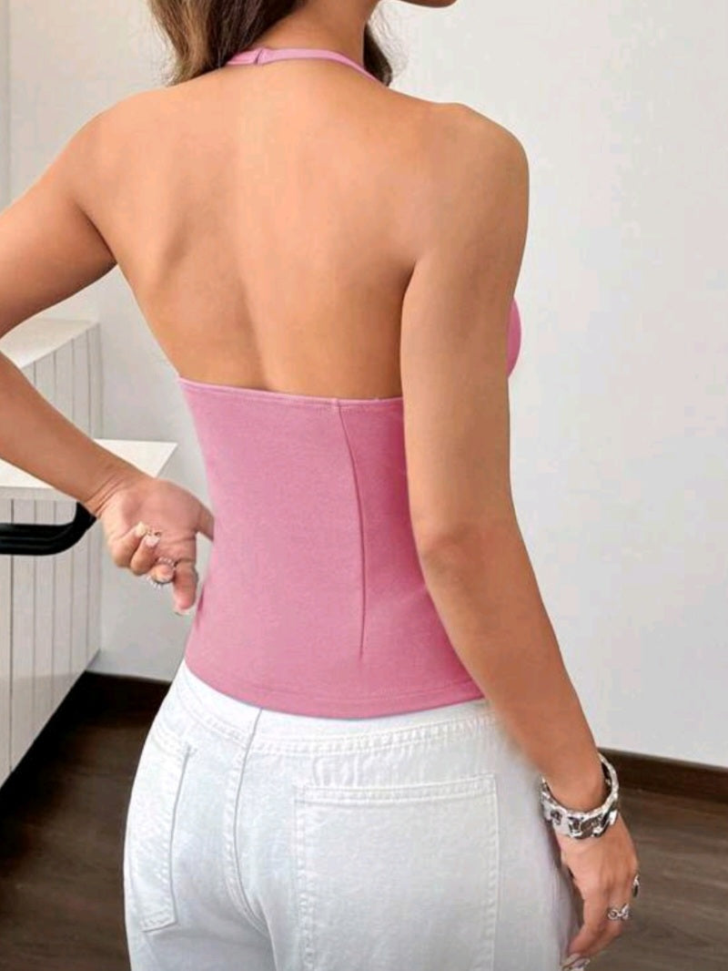 TT- #8724 Sleeveless Backless Halter Top