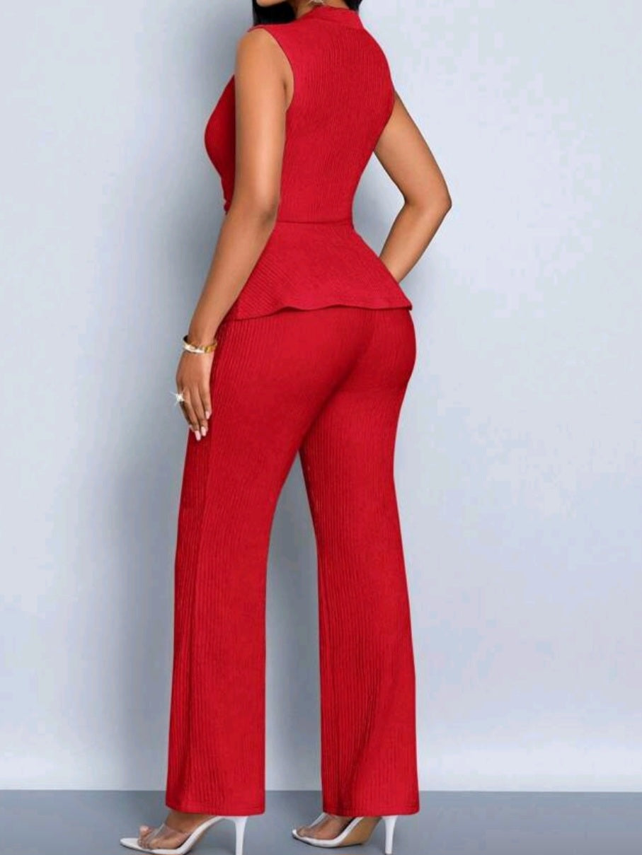 #8960 Asymmetric Hem Two Pieces Set