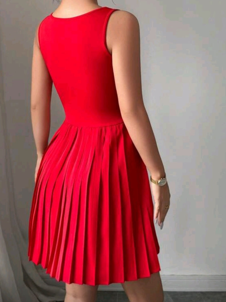 #8674 Square Neck Fitted Knit Vest Dress