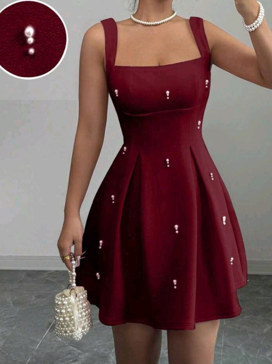 #3193 Strap Patchwork Cute Dress