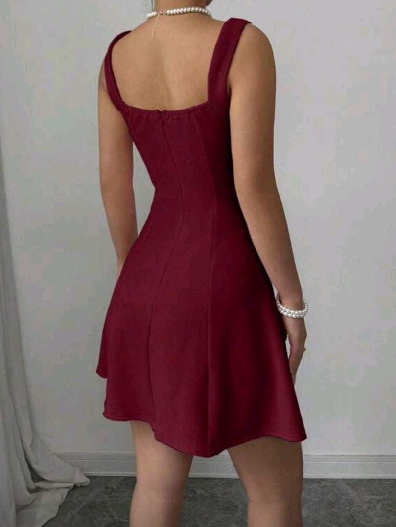 #3193 Strap Patchwork Cute Dress