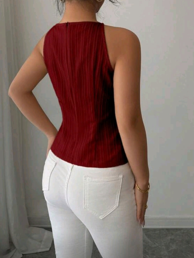 #6511 Bow Decor Waist Fitted Camisole Top