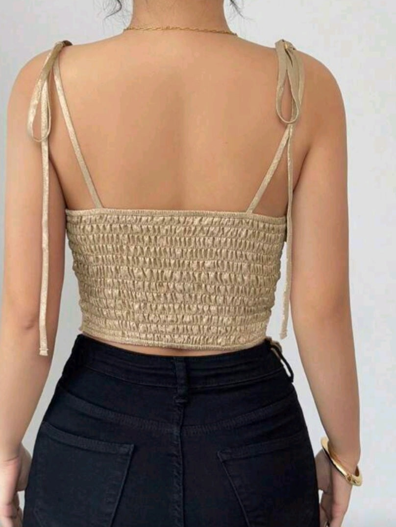 #9921 Metallic Asymmetric Plunge Neckline Top