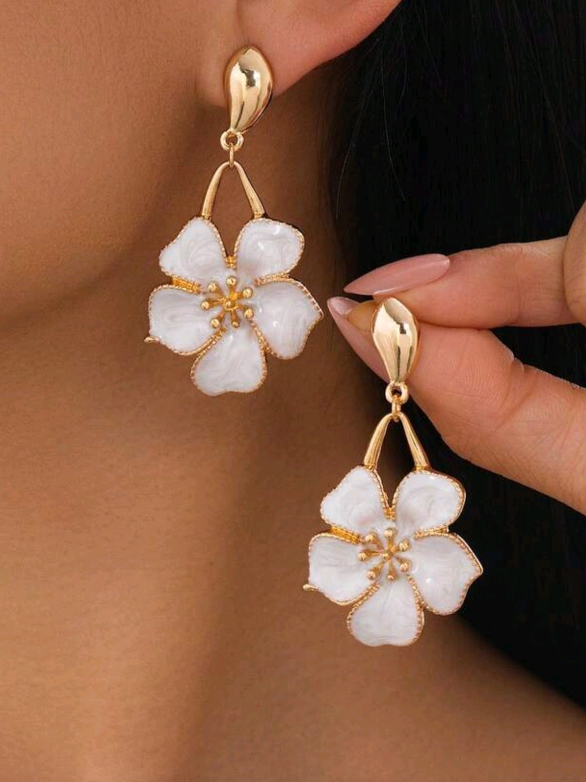 6305 Petal Flower Pendant Earrings