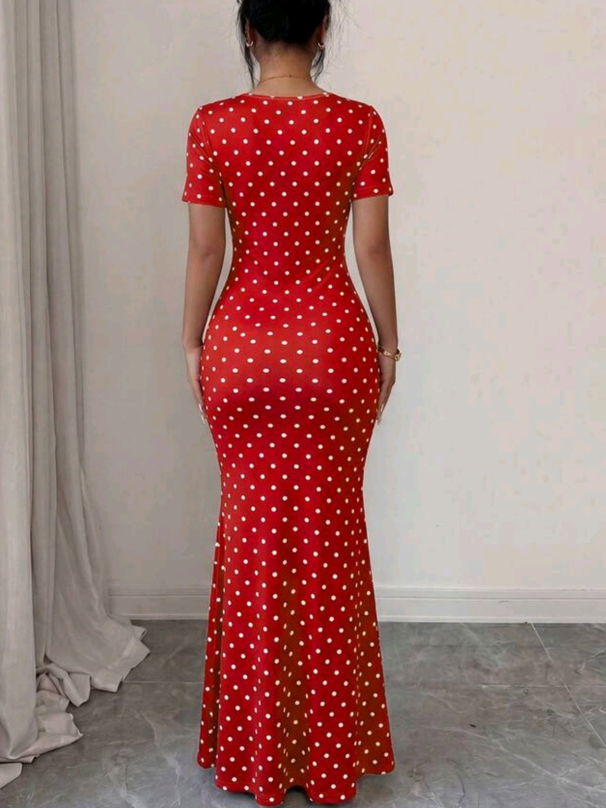 8906 Short Sleeve Long Dress