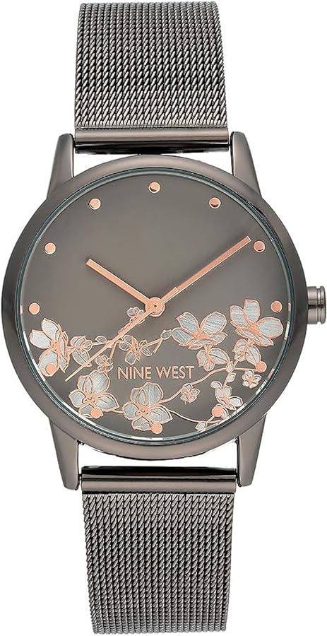 NW / 2429FLGY Nine West Mesh Watch - Gunmetal and Silver Tone