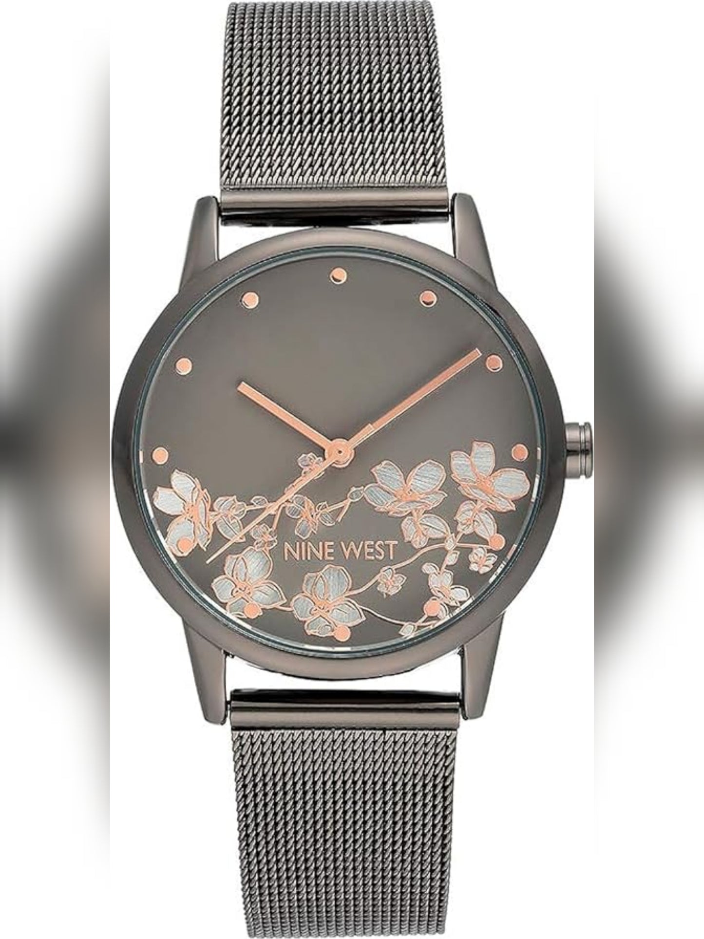NW / 2429FLGY Nine West Mesh Watch - Gunmetal and Silver Tone
