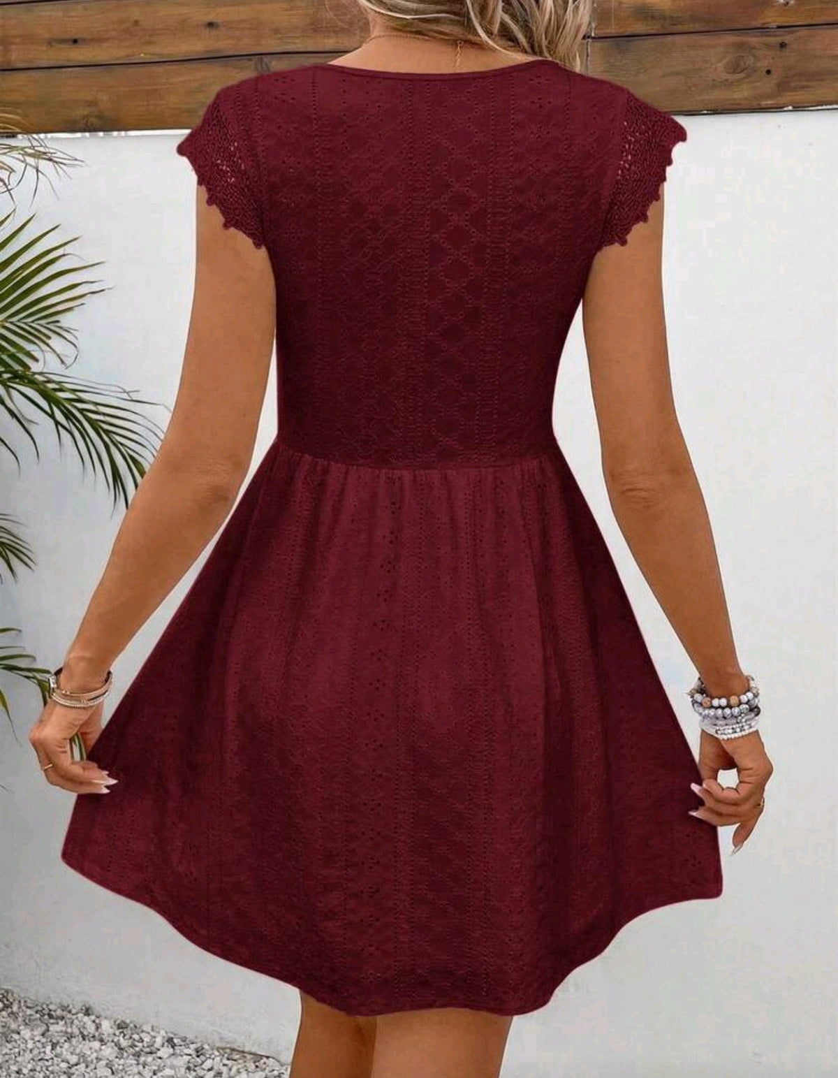 6807 Contrast Lace Waist Dress