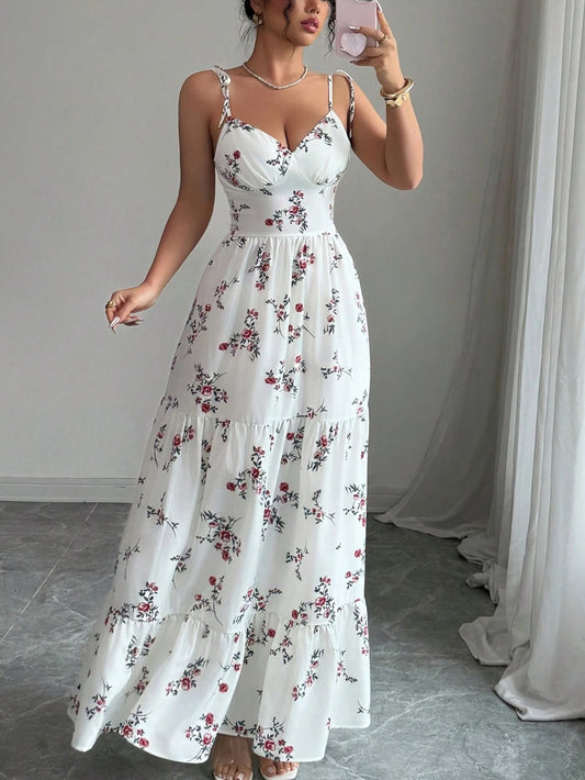 7161 Ditsy Floral Ruffle Hem Dress