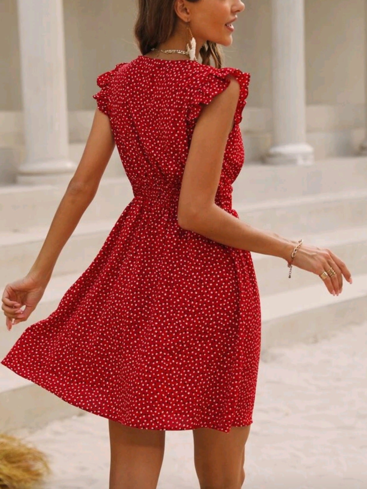 4899 Butterfly Sleeve A-Line Dress