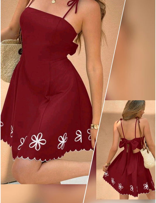 8601 Tie Back Cami Flared Dress