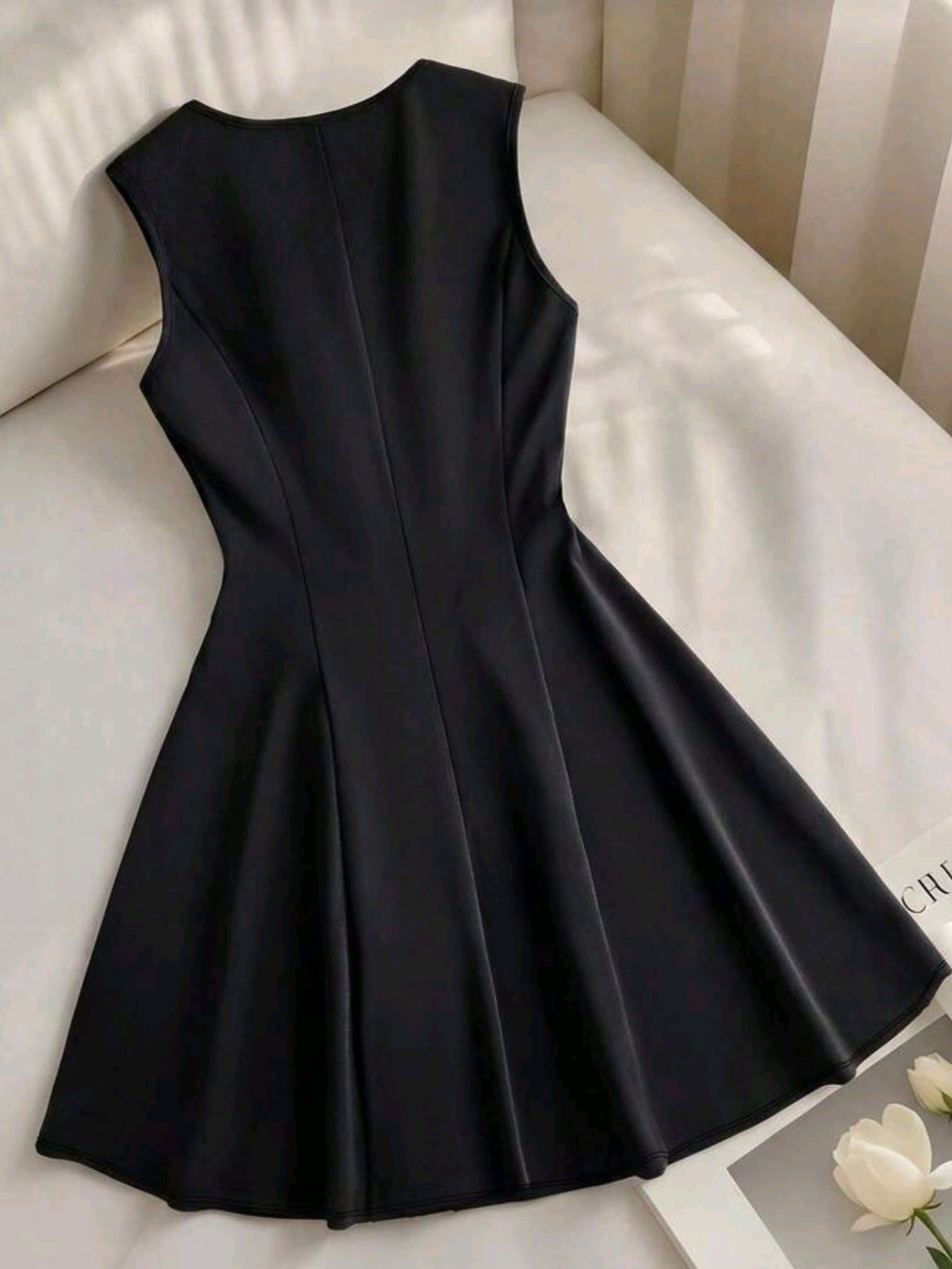 6428 Metal Bow Decor A Line Dress