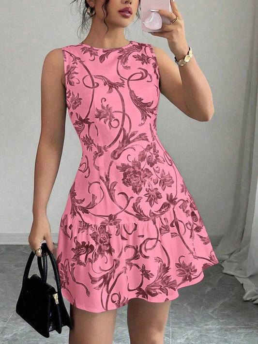 4515 Sleeveless Waist Cinched Dress