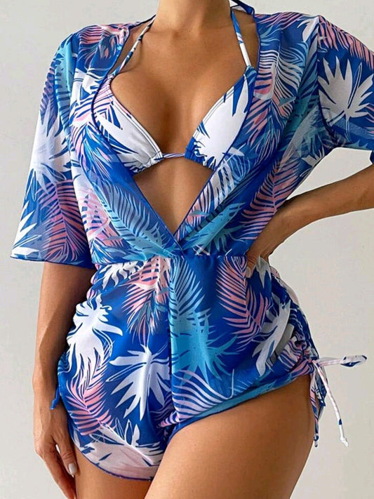 3pcs Set Tropical Printed Bikini Swimsuit