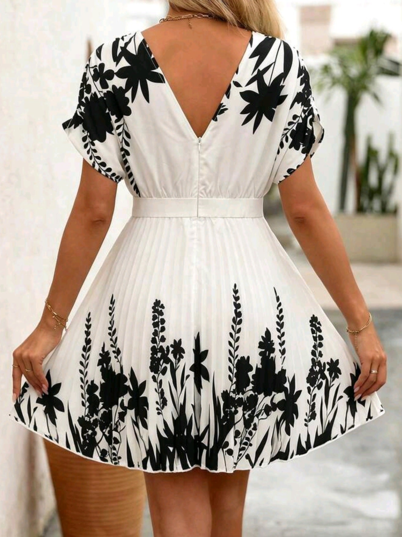 0939 Pleated A-Line Dress