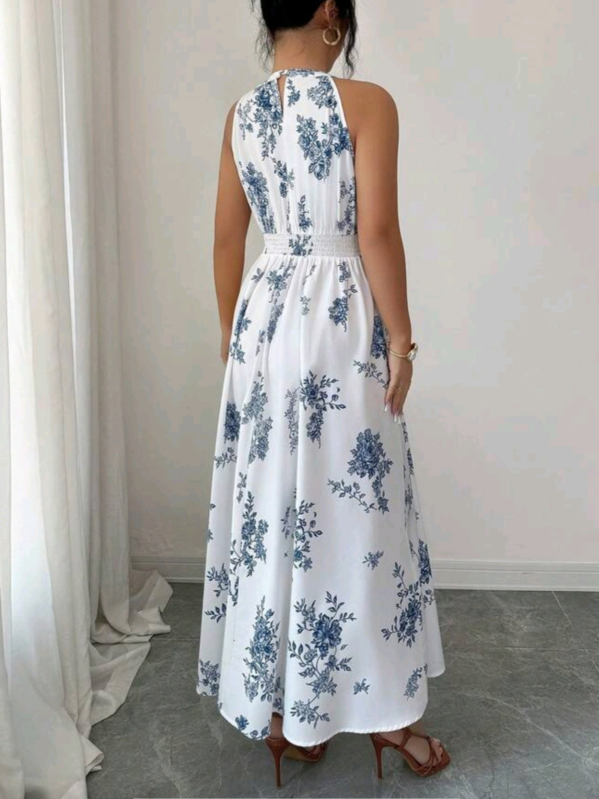 7014 Floral Print Maxi Dress