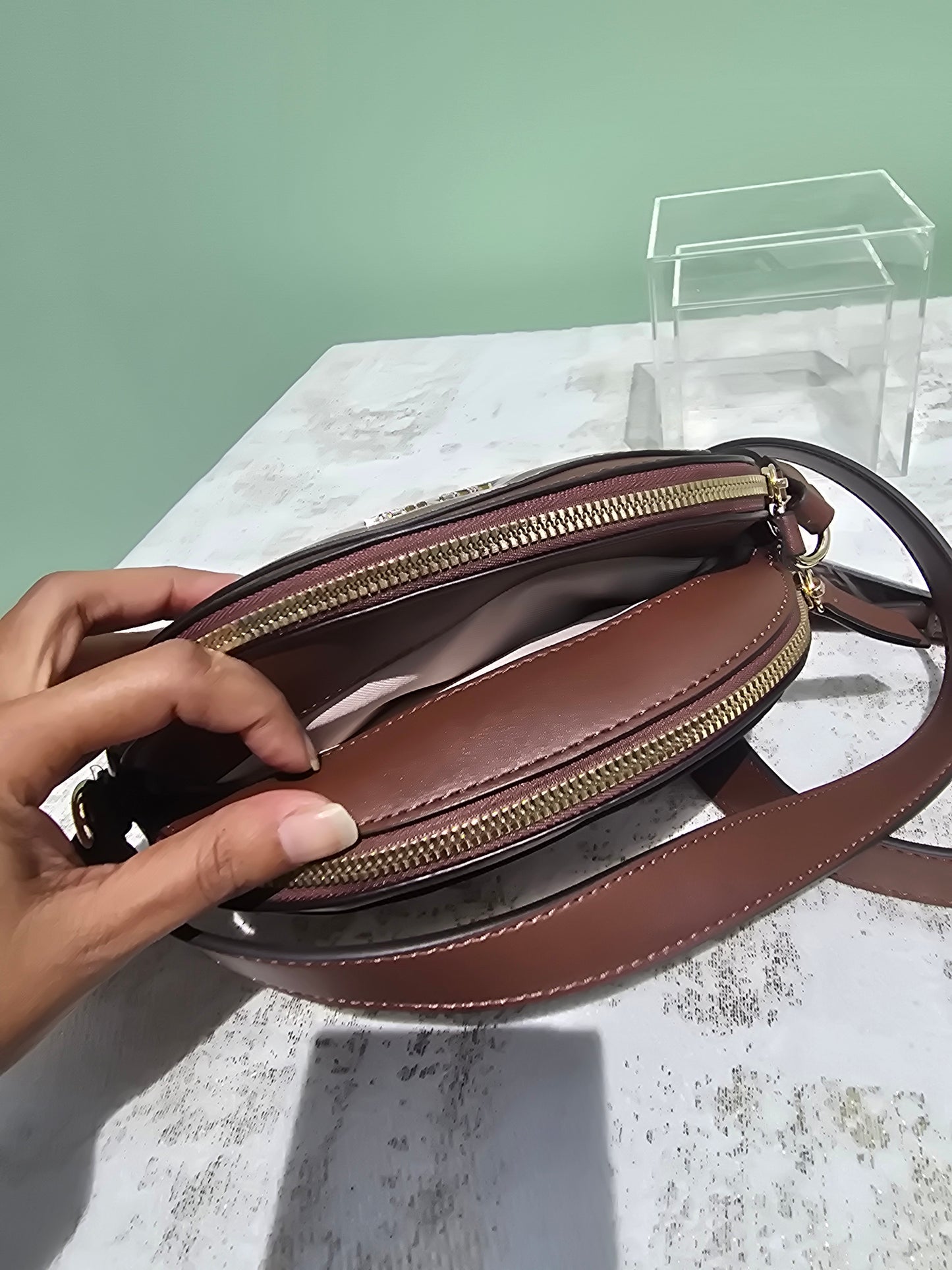 Nine West Triple Crossbody Dome Shape with double zipper